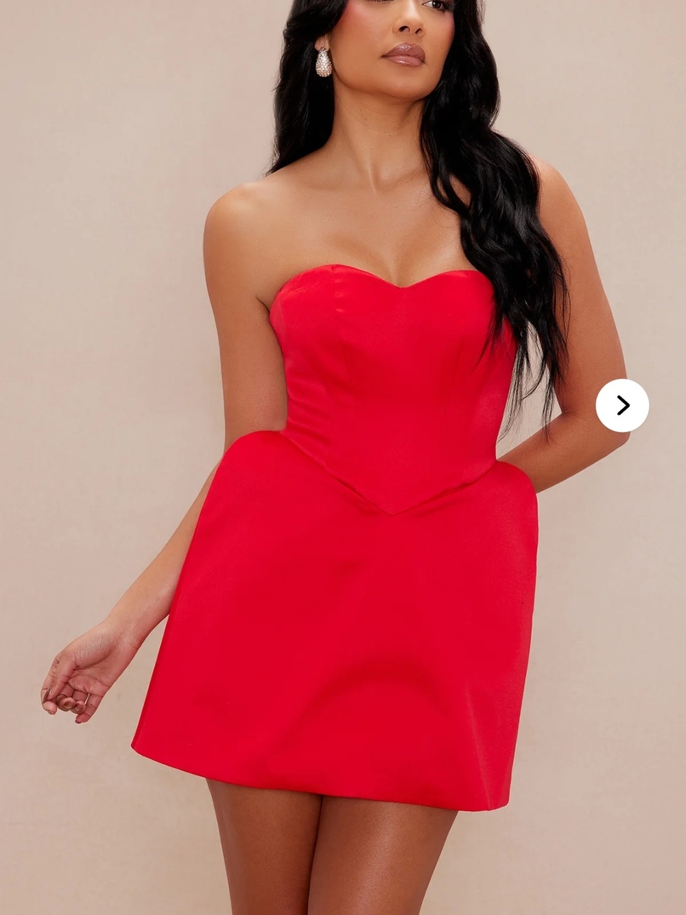 Fashion Nova Strapless Sweetheart Mini Dress in Bright Red